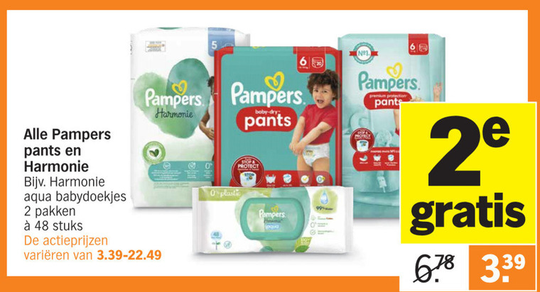 Pampers   luierbroekjes, luiers folder aanbieding bij  Albert Heijn - details