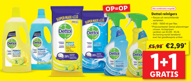 Dettol   vochtige schoonmaakdoekjes, allesreiniger folder aanbieding bij  Lidl - details