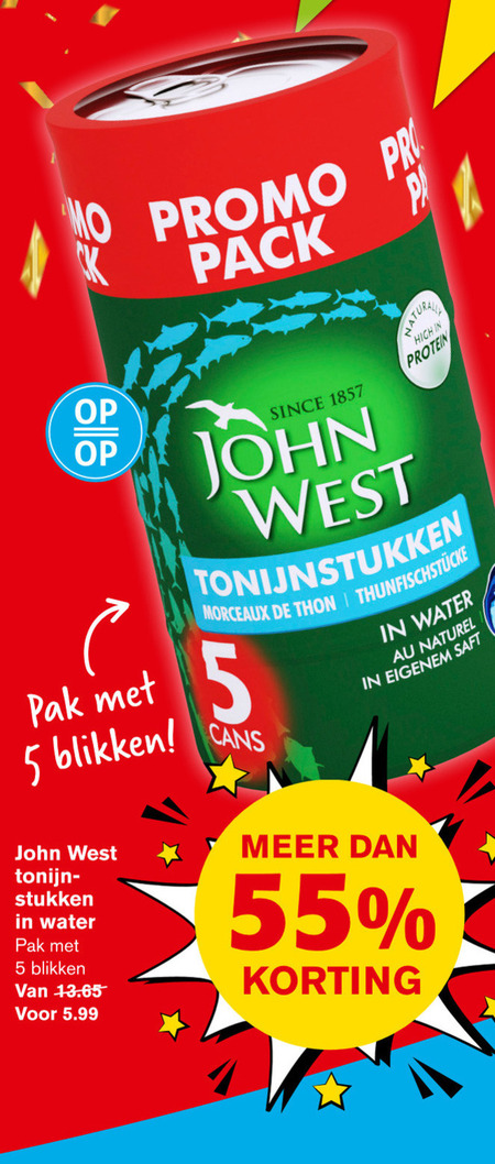 John West   tonijn in blik folder aanbieding bij  Hoogvliet - details