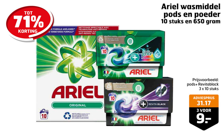 Ariel   wasmiddel folder aanbieding bij  Trekpleister - details