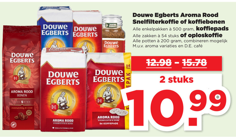 Douwe Egberts   koffiepad, koffiebonen folder aanbieding bij  Plus - details