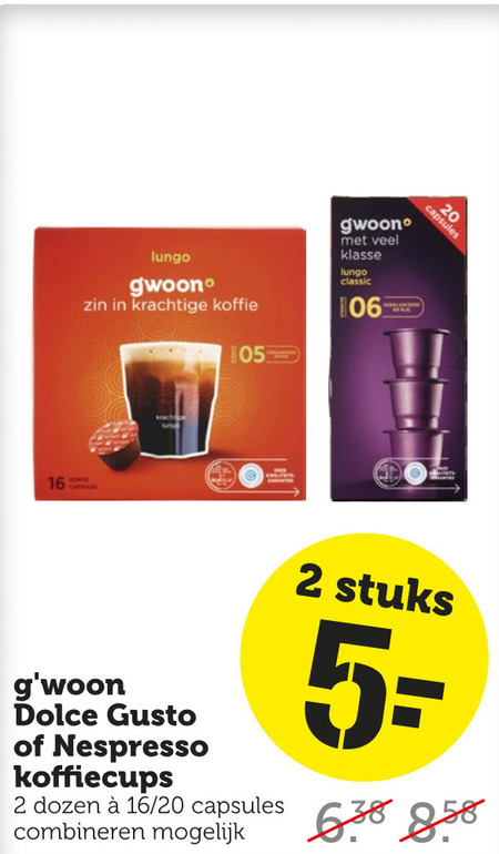 Gwoon   dolce gusto capsules, koffiecups folder aanbieding bij  Coop - details