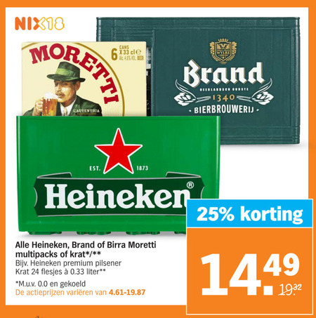 Birra Moretti   krat bier, blikje bier folder aanbieding bij  Albert Heijn - details