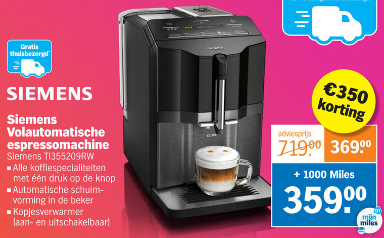 Siemens   espressoapparaat folder aanbieding bij  Albert Heijn - details