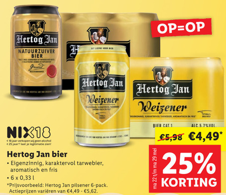 Hertog Jan   blikje bier folder aanbieding bij  Lidl - details