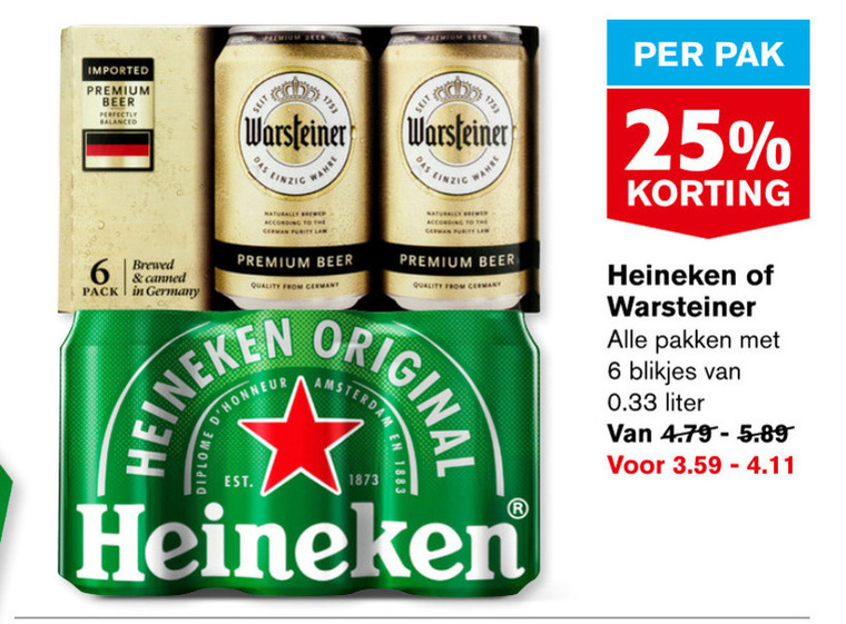 Heineken   blikje bier folder aanbieding bij  Hoogvliet - details