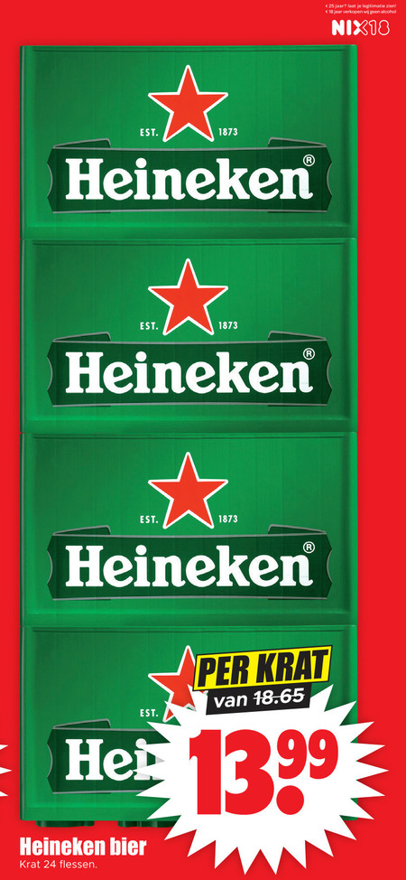 Heineken   krat bier folder aanbieding bij  Dirk - details