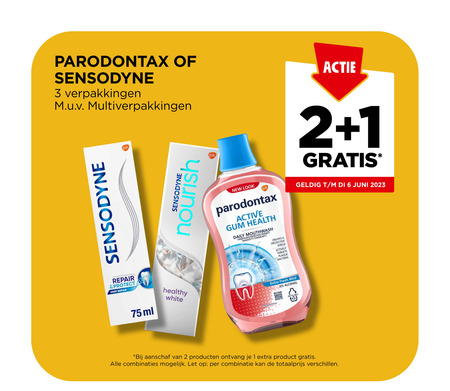 Paradontax   mondwater, tandpasta folder aanbieding bij  Jumbo - details