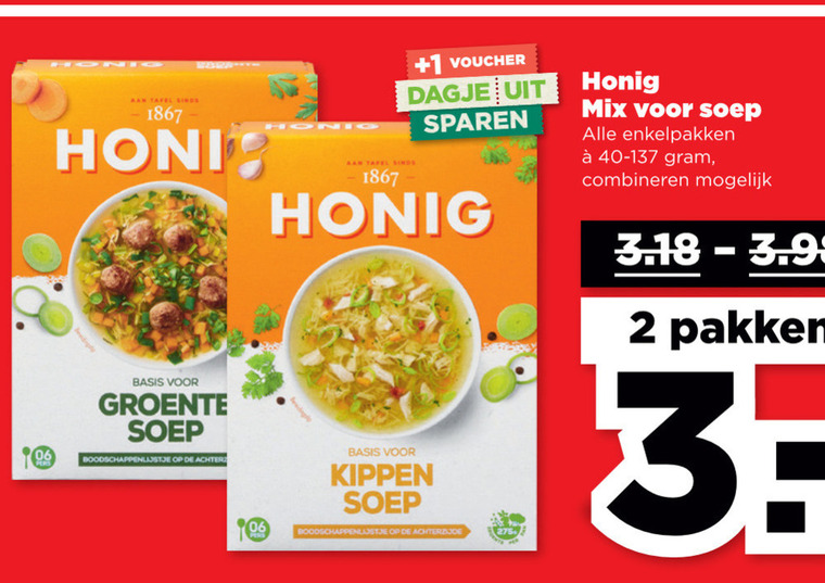 Honig   soep folder aanbieding bij  Plus - details