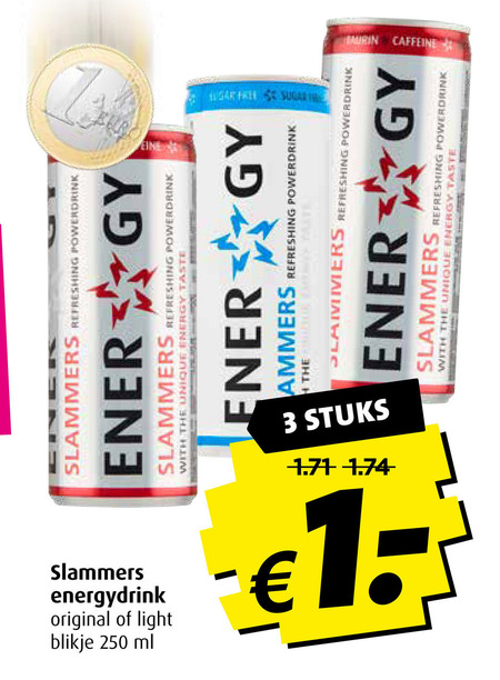 Slammers   energiedrank folder aanbieding bij  Boni - details