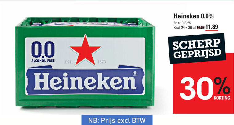 Heineken 0.0   krat bier folder aanbieding bij  Sligro - details