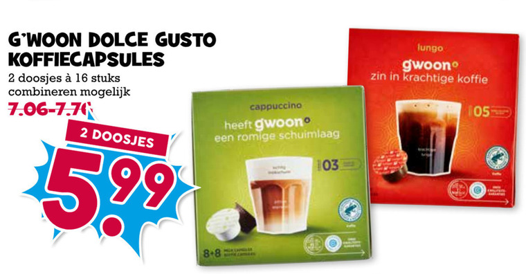 Gwoon   dolce gusto capsules folder aanbieding bij  Boons Markt - details