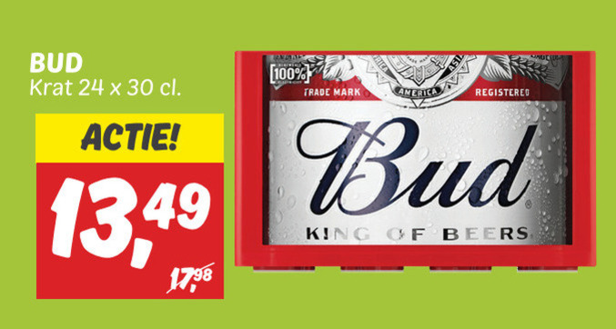 Bud   krat bier folder aanbieding bij  Dekamarkt - details