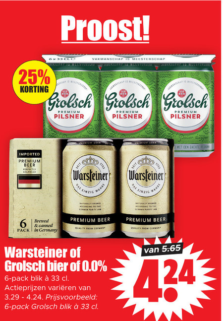 Warsteiner   blikje bier folder aanbieding bij  Dirk - details