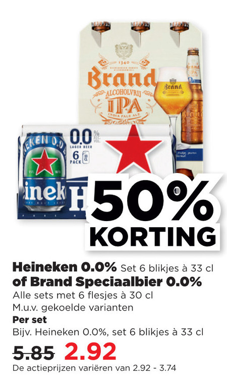 Heineken 0.0   speciaalbier, alcoholvrij bier folder aanbieding bij  Plus - details