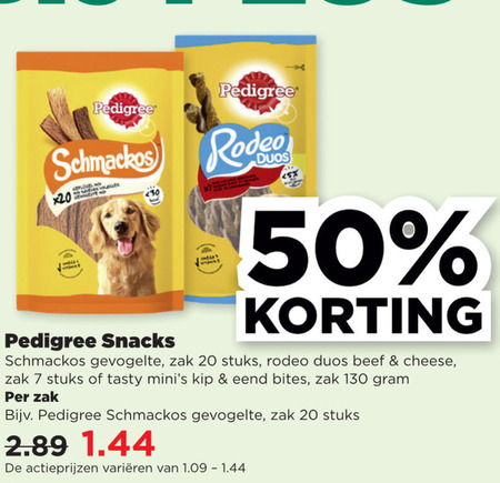 Pedigree   hondensnacks folder aanbieding bij  Plus - details