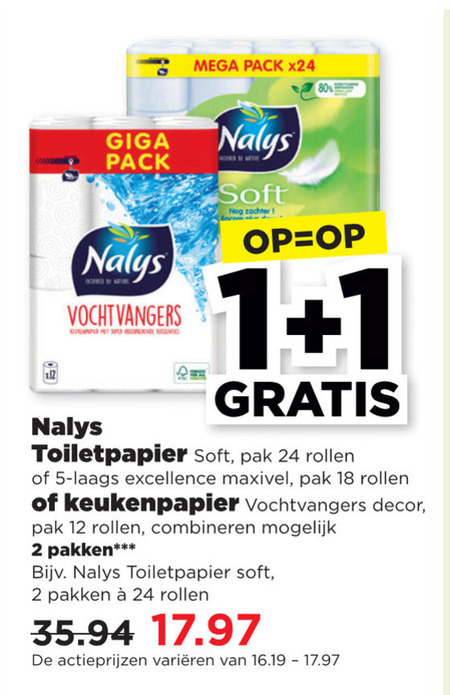 Nalys   keukenpapier, toiletpapier folder aanbieding bij  Plus - details