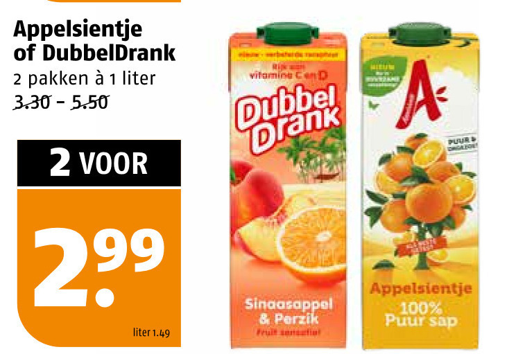 Dubbeldrank fruitdrank folder aanbieding bij Poiesz - details