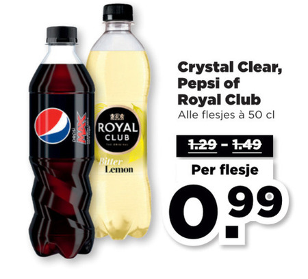Crystal Clear   cola, fruitdrank folder aanbieding bij  Plus&nbsp;Vandaag - details