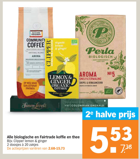 Clipper   koffie, koffiecups folder aanbieding bij  Albert Heijn - details