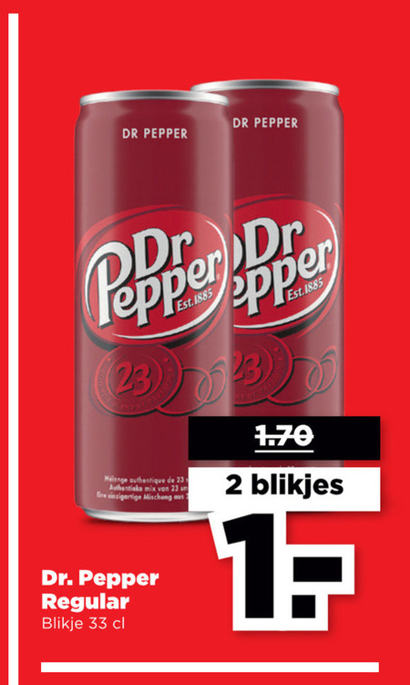 Dr Pepper   cola folder aanbieding bij  Plus - details