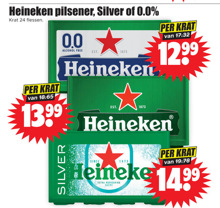 Heineken 0.0   krat bier folder aanbieding bij  Dirk - details