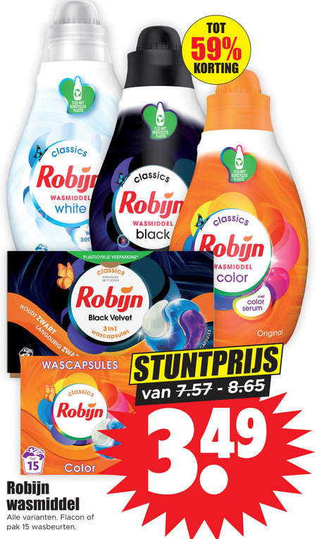 Robijn   wasmiddel folder aanbieding bij  Dirk - details