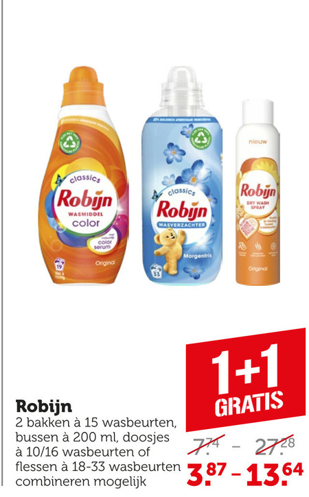 Robijn   wasmiddel, wasverzachter folder aanbieding bij  Coop - details