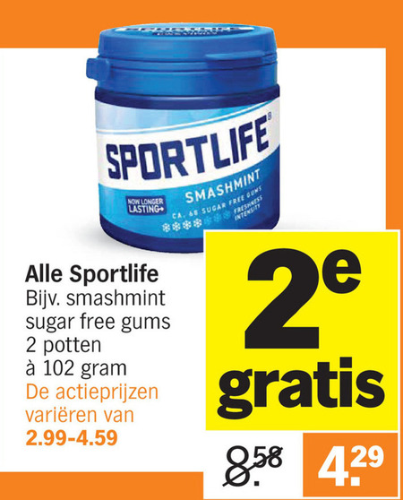 Sportlife   kauwgom folder aanbieding bij  Albert Heijn - details