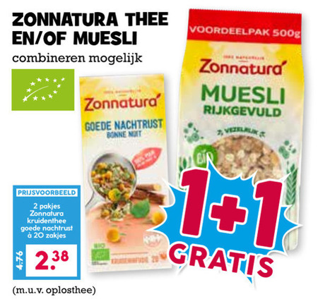 Zonnatura   thee, muesli folder aanbieding bij  Boons Markt - details
