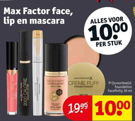 Max Factor   mascara, lipstick folder aanbieding bij  Kruidvat - details