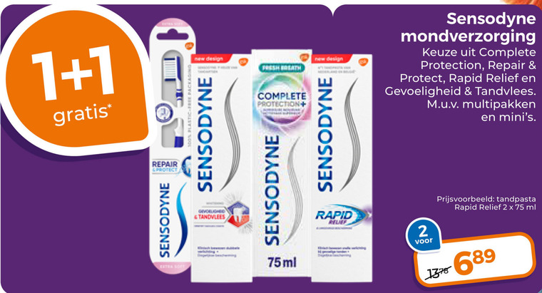 Sensodyne   tandenborstel, tandpasta folder aanbieding bij  Trekpleister - details