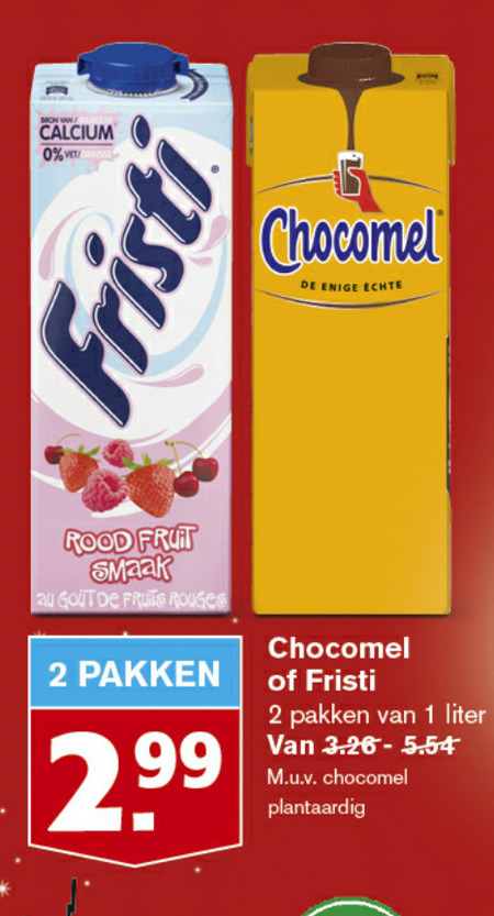 Fristi   drinkyoghurt, chocolademelk folder aanbieding bij  Hoogvliet - details