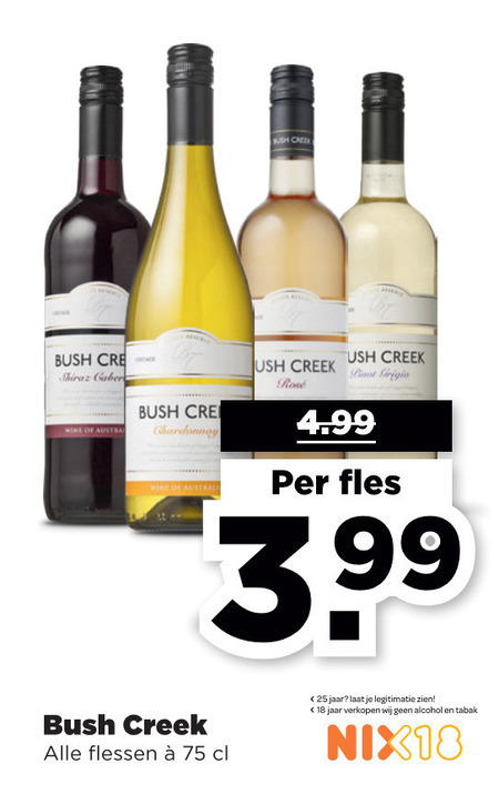 Bush Creek witte wijn, rose folder aanbieding bij Plus - details