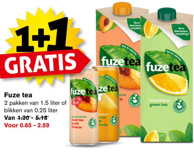 Fuze Tea   ice tea folder aanbieding bij  Hoogvliet - details