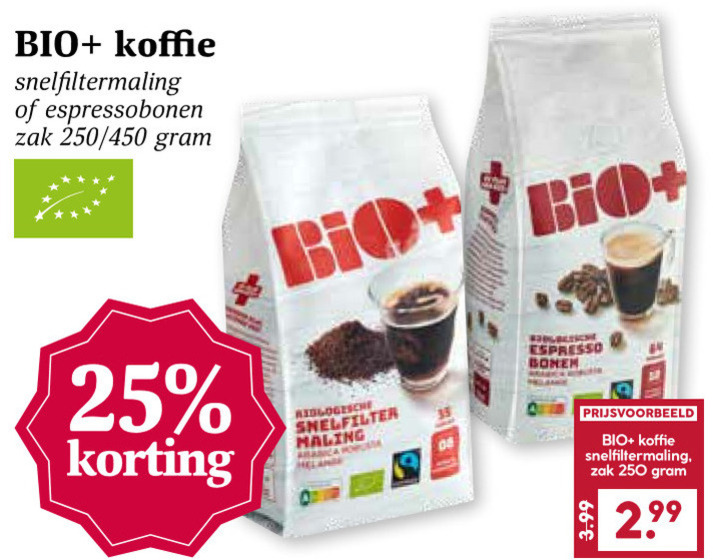 Bio Plus   koffiebonen, koffie folder aanbieding bij  MCD Supermarkt Basis - details