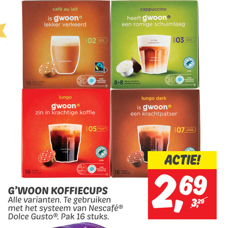 Gwoon   dolce gusto capsules folder aanbieding bij  Dekamarkt - details