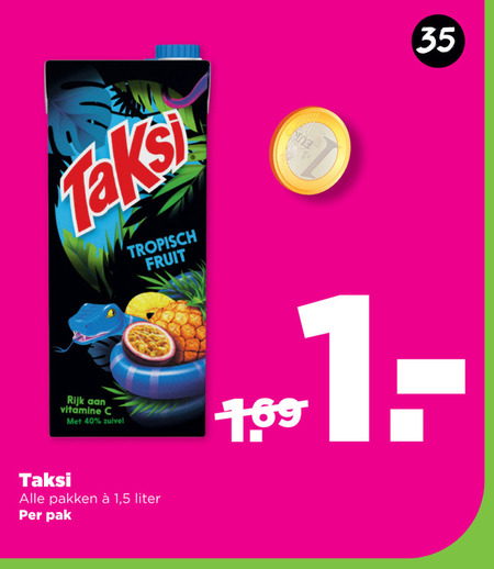 Taksi   fruitdrank folder aanbieding bij  Plus - details