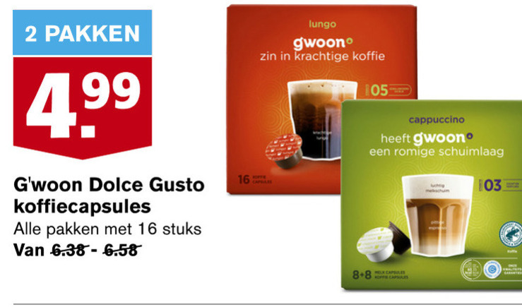 Gwoon   dolce gusto capsules folder aanbieding bij  Hoogvliet - details