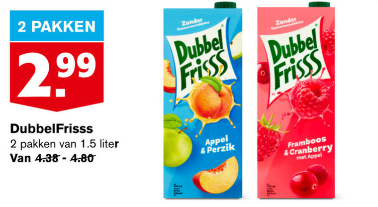 Dubbelfrisss fruitdrank folder aanbieding bij Hoogvliet - details