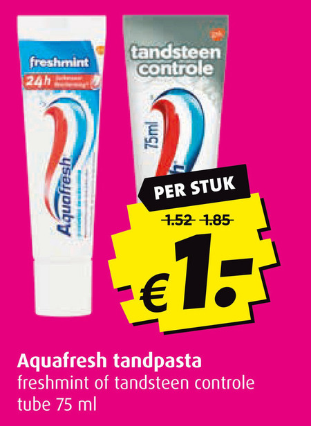 Aquafresh   tandpasta folder aanbieding bij  Boni - details