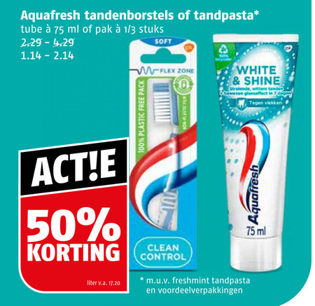Aquafresh   tandpasta, tandenborstel folder aanbieding bij  Poiesz - details