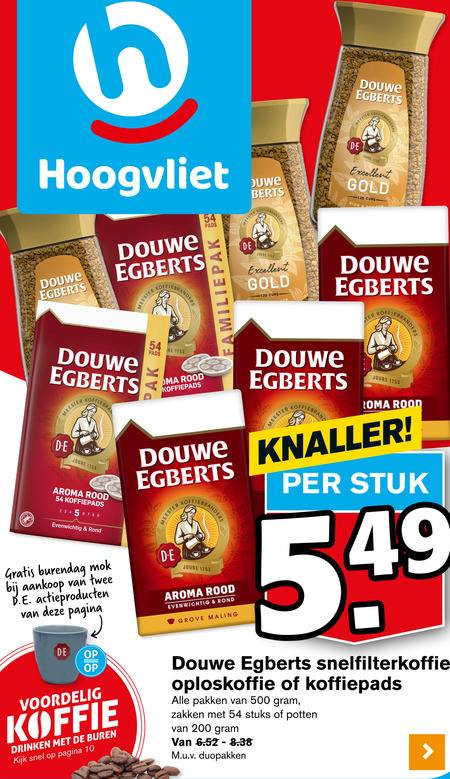 Douwe Egberts   koffie, koffiepad folder aanbieding bij  Hoogvliet - details