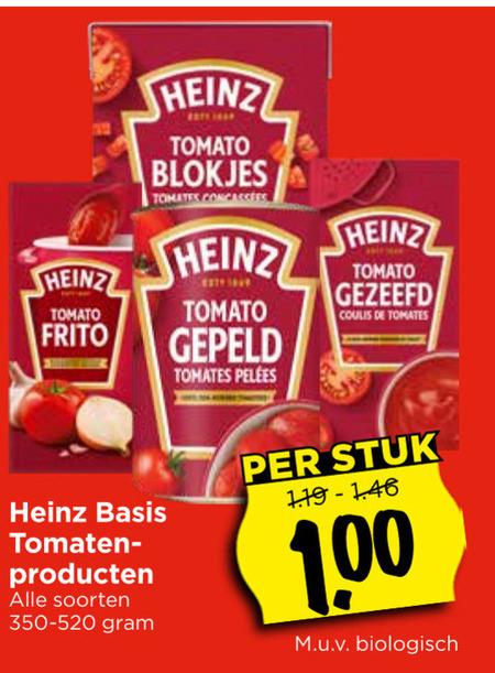 Heinz   tomatenpuree, tomatenblokjes folder aanbieding bij  Vomar - details
