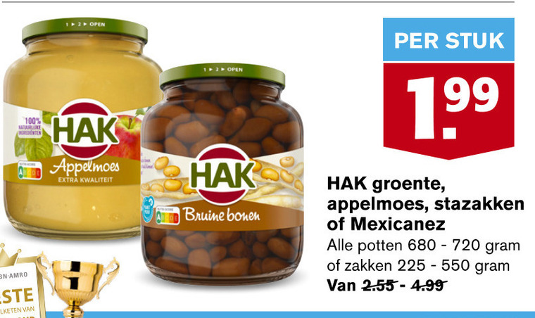 Hak   bonen, appelmoes folder aanbieding bij  Hoogvliet - details