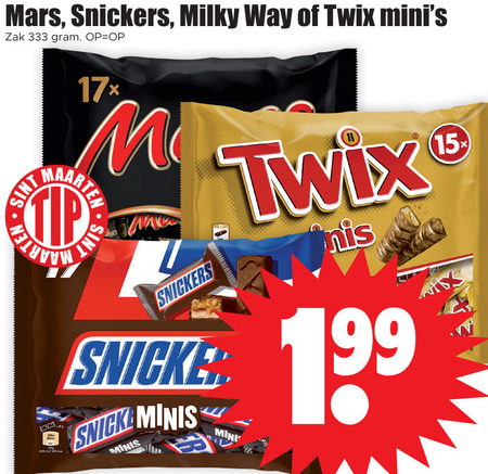 Milky Way   mini chocoladerepen folder aanbieding bij  Dirk - details