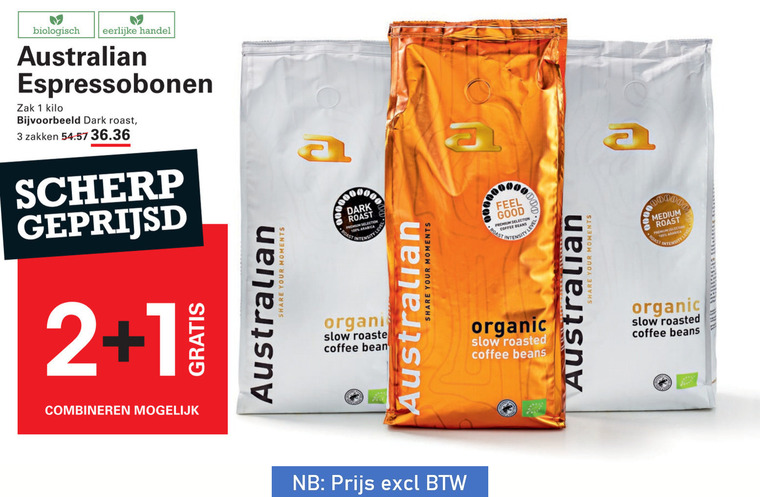 Australian   koffiebonen folder aanbieding bij  Sligro - details