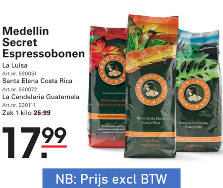 Medellin Secret   koffiebonen folder aanbieding bij  Sligro - details