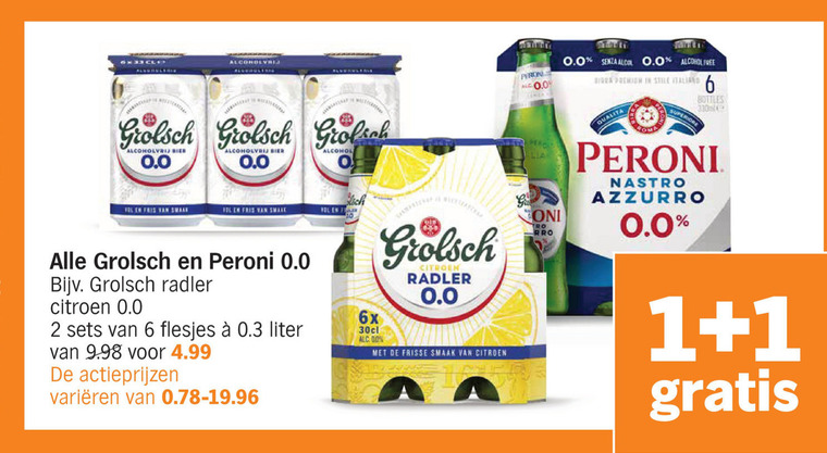 Peroni   alcoholvrij bier folder aanbieding bij  Albert Heijn - details