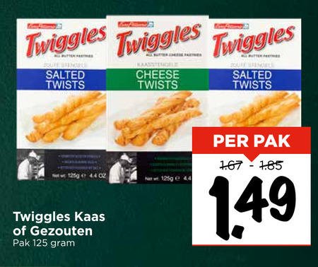 Twiggles   kaaszoutjes folder aanbieding bij  Vomar - details